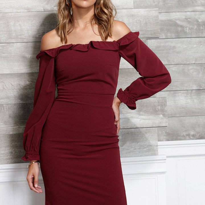 Women's Off Shoulder Bodycon Dress In Red