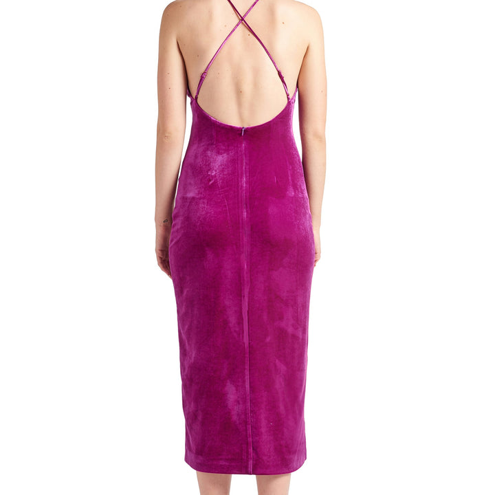 Elle Dress - Velvet slip dress with scooped back and thigh high slit