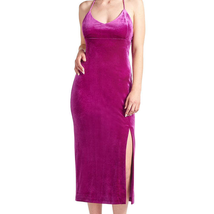 Elle Dress - Velvet slip dress with scooped back and thigh high slit