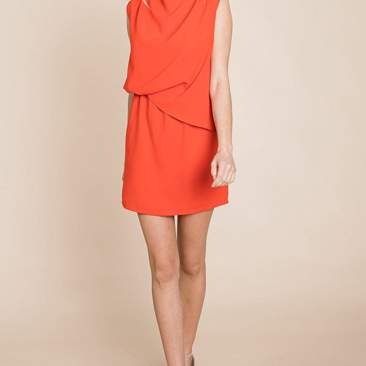 Draped Sleeveless Mini Cocktail Dress