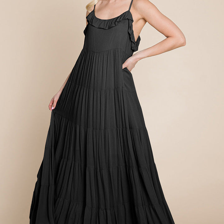 Tiered Tie Strap Cami Maxi Dress