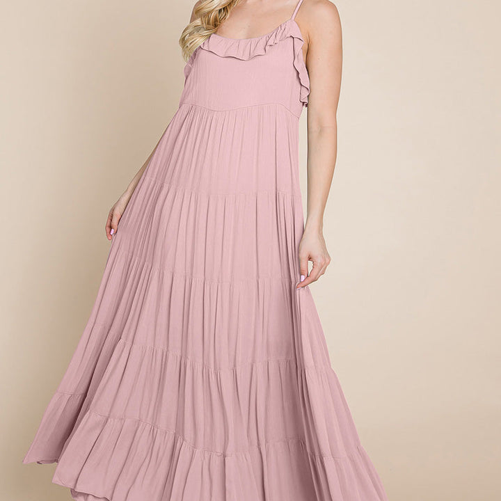 Tiered Tie Strap Cami Maxi Dress