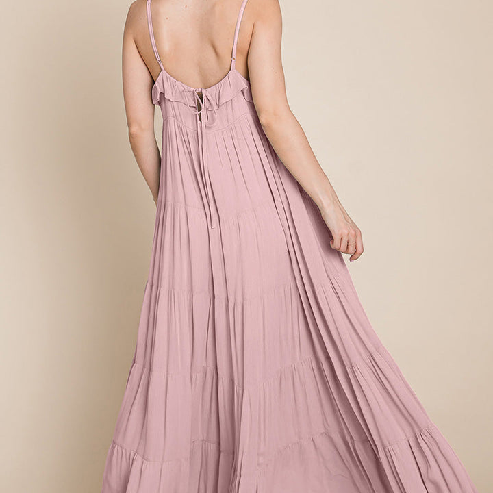 Tiered Tie Strap Cami Maxi Dress