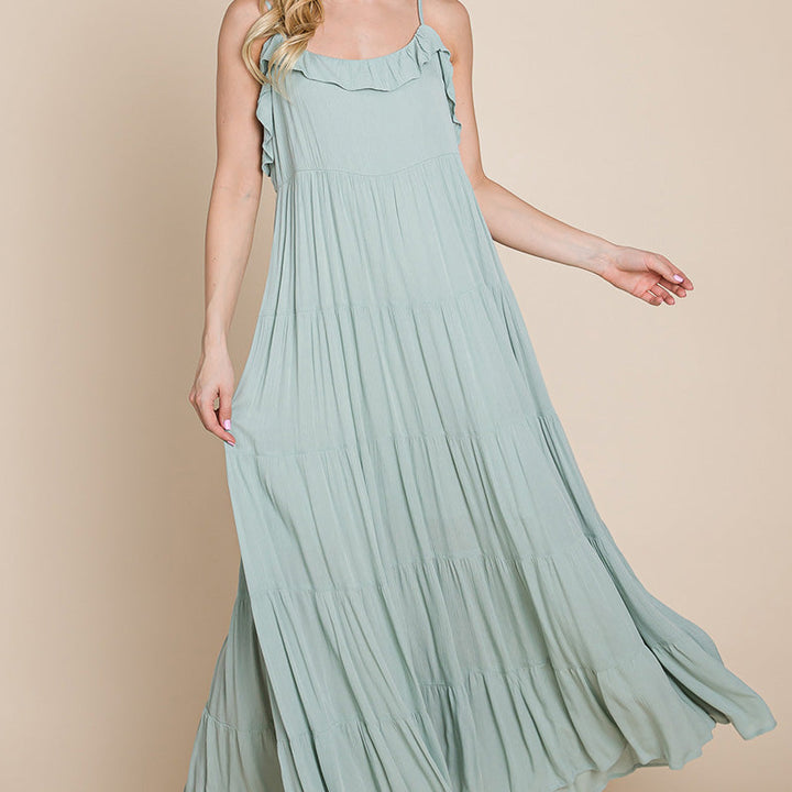 Tiered Tie Strap Cami Maxi Dress