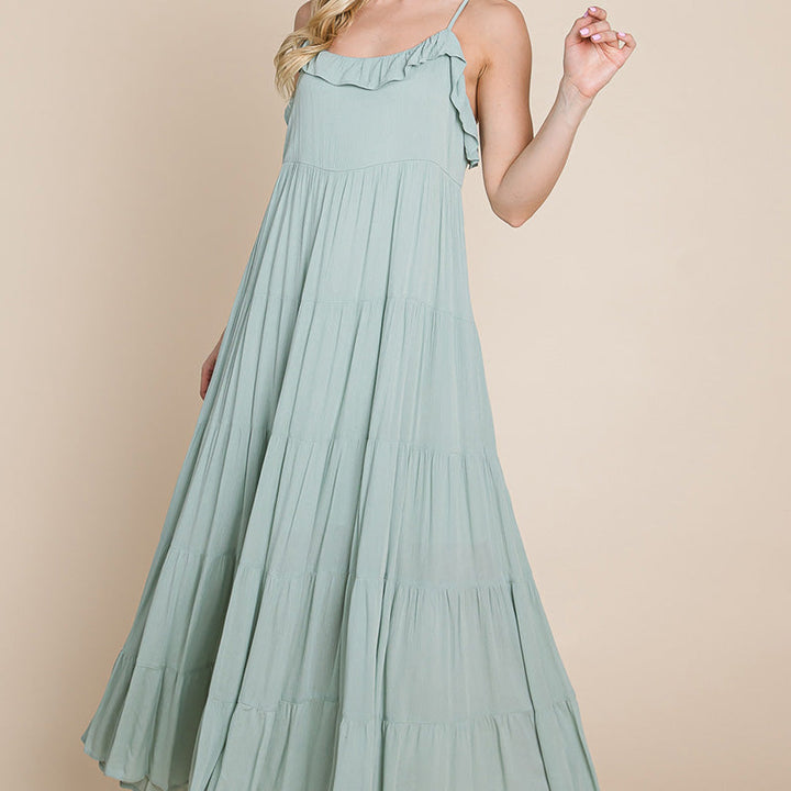 Tiered Tie Strap Cami Maxi Dress