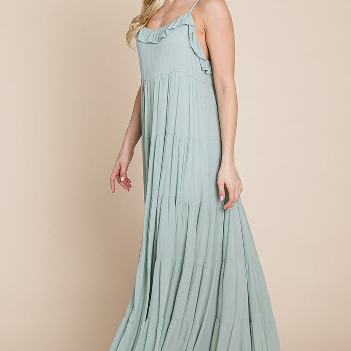 Tiered Tie Strap Cami Maxi Dress