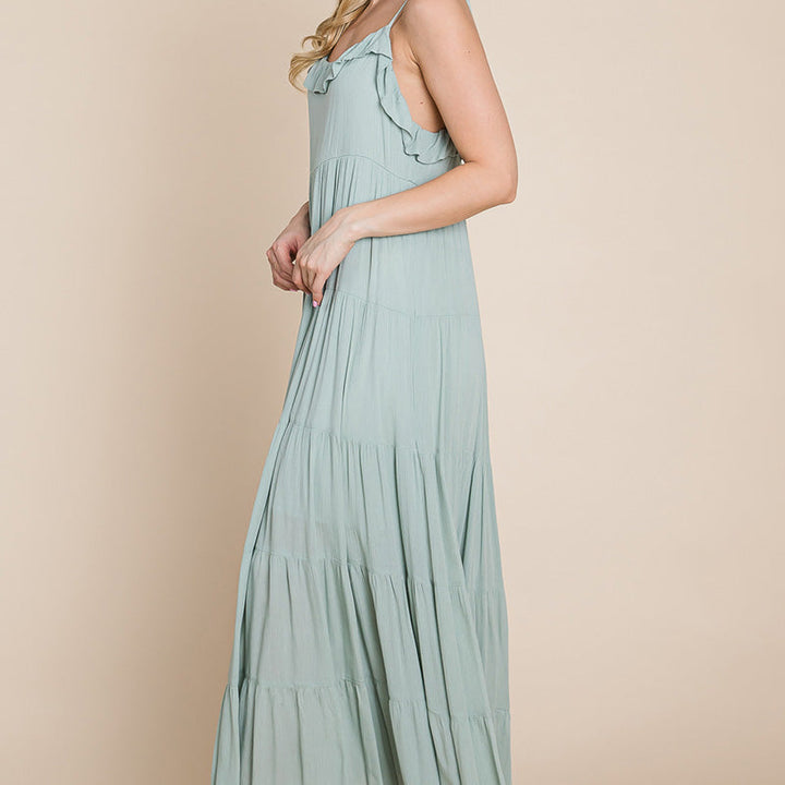 Tiered Tie Strap Cami Maxi Dress