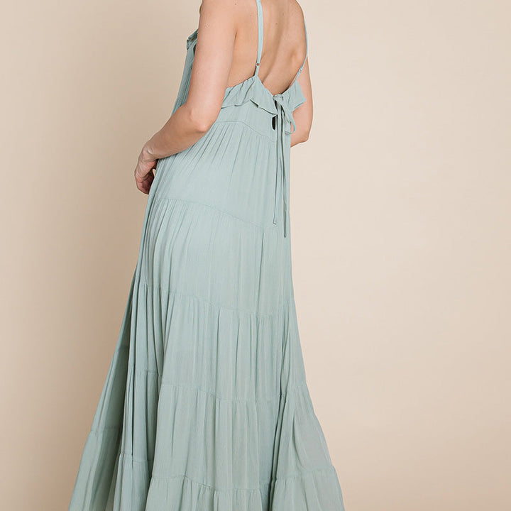 Tiered Tie Strap Cami Maxi Dress