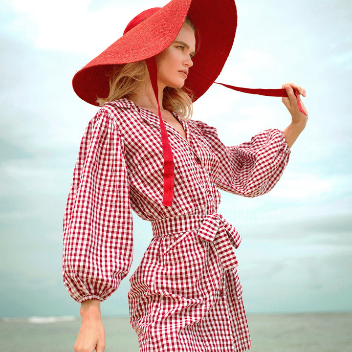 MEGHAN Mini Dress, in Gingham Red