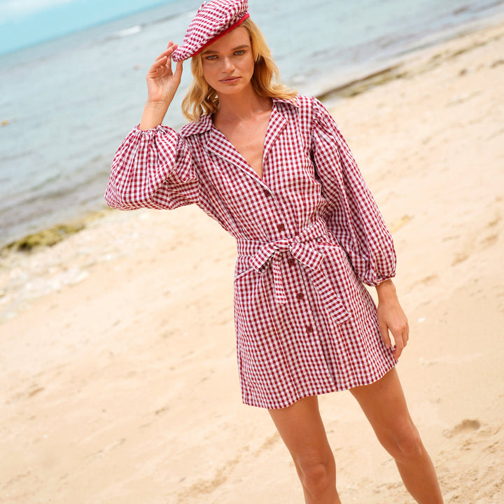 MEGHAN Mini Dress, in Gingham Red